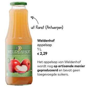 Promoties Weldenhof appelsap - Weldenhof - Geldig van 03/06/2020 tot 30/06/2020 bij Bioplanet