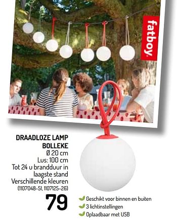 Promoties Draadloze lamp bolleke - Fatboy - Geldig van 01/04/2020 tot 30/06/2020 bij Oh'Green