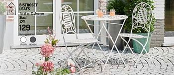 Promoties Bistroset leafs tafel en 2 stoelen staa - Huismerk - Oh'Green - Geldig van 01/04/2020 tot 30/06/2020 bij Oh'Green