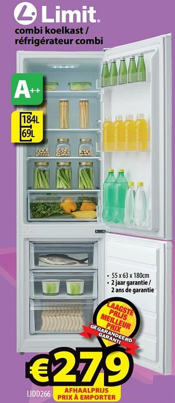 Promotions Limit combi koelkast - réfrigérateur combi lidd266 - Limit - Valide de 10/06/2020 à 17/06/2020 chez ElectroStock