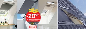 Promoties -20% op de rolgordijnen voor dakvensters velux - Velux - Geldig van 17/06/2020 tot 29/06/2020 bij Brico