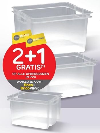 Promoties 2+1 gratis op alle opbergdozen in pvc - Huismerk - Brico - Geldig van 17/06/2020 tot 29/06/2020 bij Brico