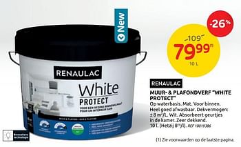 Promoties Muur- + plafondverf white protect - Renaulac - Geldig van 17/06/2020 tot 29/06/2020 bij Brico