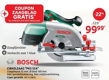 Promoties Bosch cirkelzaag pks 55a - Bosch - Geldig van 17/06/2020 tot 29/06/2020 bij Brico