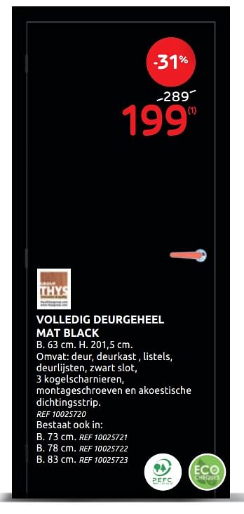 Promoties Volledig deurgeheel mat black - Group Thys - Geldig van 17/06/2020 tot 29/06/2020 bij Brico