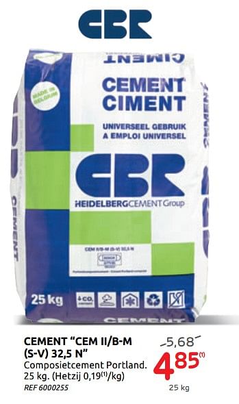 Promoties Cement cem ii-b-m (s-v) 32,5 n cbr - CBR - Geldig van 17/06/2020 tot 29/06/2020 bij Brico