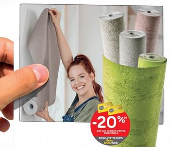 Promotions -20% sur les papiers peints essentials - Essentials - Valide de 17/06/2020 à 29/06/2020 chez Brico