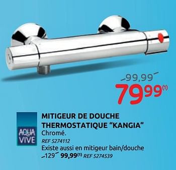 Promotions Mitigeur de douche thermostatique kangia - AQUA VIVE - Valide de 17/06/2020 à 29/06/2020 chez Brico