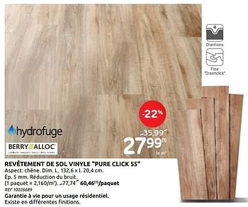 Promotions Revêtement de sol vinyle pure click 55 - Produit maison - Brico - Valide de 17/06/2020 à 29/06/2020 chez Brico