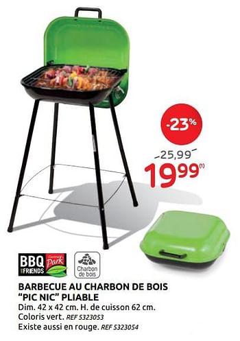 Promotions Barbecue au charbon de bois pic nic pliable bbq+friends - BBQ & Friends  - Valide de 17/06/2020 à 29/06/2020 chez Brico