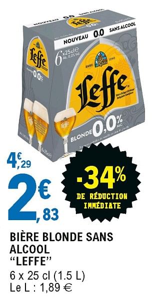 LEFFE BLONDE SANS ALCOOL 25 CL