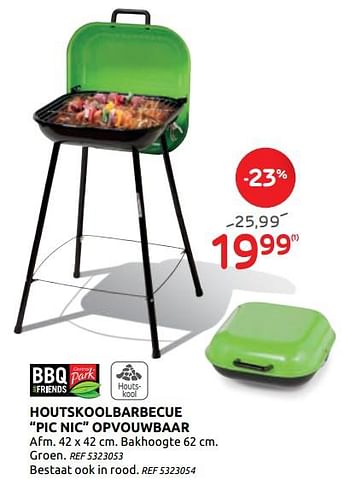 Promotions Houtskoolbarbecue pic nic opvouwbaar bbq+friends - BBQ & Friends  - Valide de 17/06/2020 à 29/06/2020 chez BricoPlanit