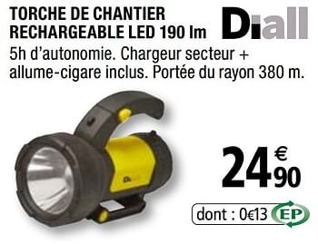 Promotions Torche de chantier rechargeable led - Diall - Valide de 29/05/2020 à 31/12/2020 chez Brico Depot