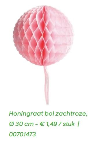 Promoties Honingraat bol zachtroze - Huismerk - Ava - Geldig van 01/01/2020 tot 31/12/2020 bij Ava