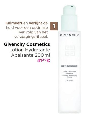 Promoties Givenchy cosmetics lotion hydratante apaisante - Givenchy - Geldig van 15/06/2020 tot 30/06/2020 bij ICI PARIS XL