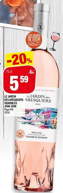 Promotions Le jardin des aresquiers vignobles jean jean pays d`oc - Vins rosé - Valide de 17/06/2020 à 08/07/2020 chez Match