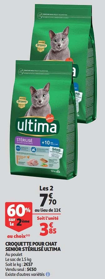 Promotion Auchan Ronq Croquette Pour Chat Senior Sterilise Ultima Ultima Animaux Accessoires Valide Jusqua 4 Promobutler