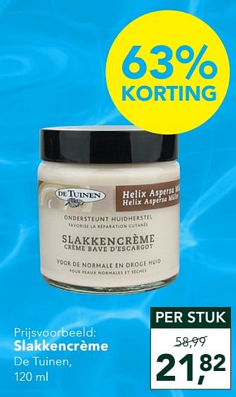 Promoties Slakkencrème - De Tuinen - Geldig van 15/06/2020 tot 12/07/2020 bij Holland & Barret