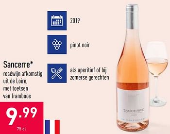 Promoties Sancerre roséwijn afkomstig uit de loire, met toetsen van framboos - Rosé wijnen - Geldig van 23/06/2020 tot 03/07/2020 bij Aldi