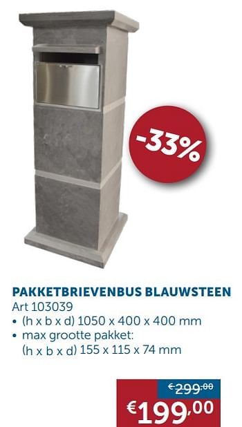Promoties Pakketbrievenbus blauwsteen - Huismerk - Zelfbouwmarkt - Geldig van 23/06/2020 tot 20/07/2020 bij Zelfbouwmarkt