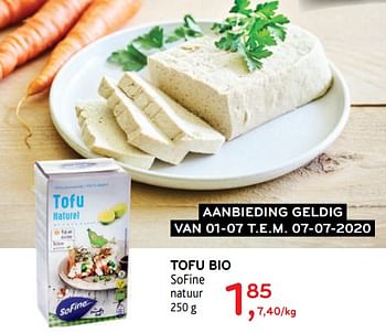 Promotions Tofu bio sofine natuur - SO FINE - Valide de 01/07/2020 à 07/07/2020 chez Alvo