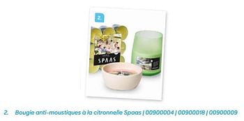 Promotions Bougie anti-moustiques à la citronnelle spaas - Spaas - Valide de 16/06/2020 à 31/08/2020 chez Ava