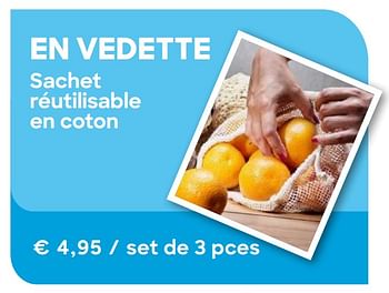 Promotions En vedette sachet réutilisable en coton - Produit Maison - Ava - Valide de 16/06/2020 à 31/08/2020 chez Ava