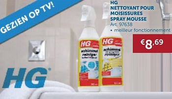Promotions Hg nettoyant pour moisissures spray mousse - HG - Valide de 23/06/2020 à 20/07/2020 chez Zelfbouwmarkt