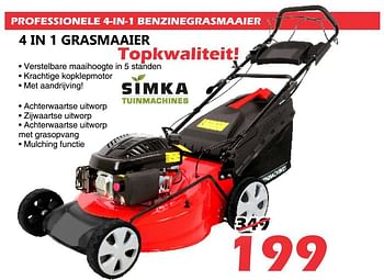 Promotions Simka tuinmachines professionele 4-in-1 benzinegrasmaaier - Simka Tuinmachines - Valide de 17/06/2020 à 19/07/2020 chez Itek