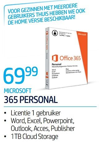 Promoties Microsoft 365 personal - Microsoft - Geldig van 01/07/2020 tot 31/07/2020 bij Computer Checkpoint