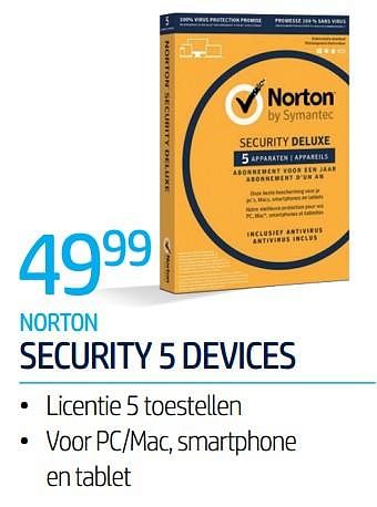 Promoties Norton security 5 devices - Norton - Geldig van 01/07/2020 tot 31/07/2020 bij Computer Checkpoint