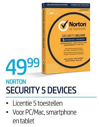 Promoties Norton security 5 devices - Norton - Geldig van 01/07/2020 tot 31/07/2020 bij Derco Systems