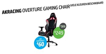 Promoties Akracing overture gaming chair - Akracing - Geldig van 28/06/2020 tot 31/07/2020 bij VCD