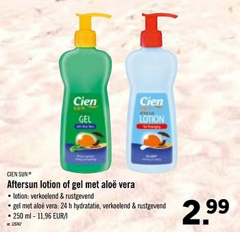 Promotions Aftersun lotion of gel met aloë vera - Cien sun - Valide de 29/06/2020 à 04/07/2020 chez Lidl