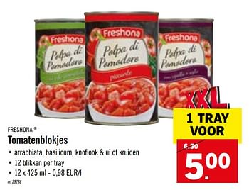 Promotions Tomatenblokjes - Freshona - Valide de 29/06/2020 à 04/07/2020 chez Lidl
