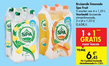Promoties Bruisende limonade spa fruit bruisende citroenlimonade - Spa - Geldig van 24/06/2020 tot 06/07/2020 bij Carrefour