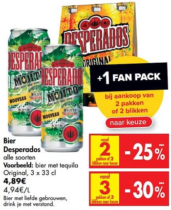 Promotions Bier desperados bier met tequila original - Desperados - Valide de 24/06/2020 à 06/07/2020 chez Carrefour