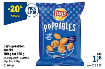 Promoties Lay`s gezouten snacks poppables - roasted paprika - Lay's - Geldig van 01/07/2020 tot 14/07/2020 bij Makro