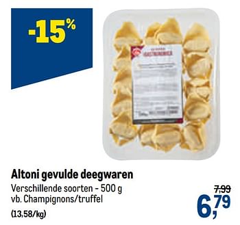 Promoties Altoni gevulde deegwaren champignons-truffel - Altoni - Geldig van 01/07/2020 tot 14/07/2020 bij Makro