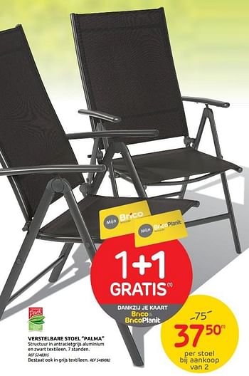 Promoties Verstelbare stoel palma - Central Park - Geldig van 01/07/2020 tot 13/07/2020 bij Brico