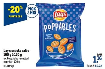 Promotions Lay`s snacks salés poppables - roasted paprika - Lay's - Valide de 01/07/2020 à 14/07/2020 chez Makro