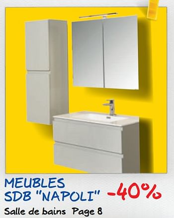 Promotions Meubles sdb napoli -40% - Produit maison - Brico - Valide de 01/07/2020 à 13/07/2020 chez Brico
