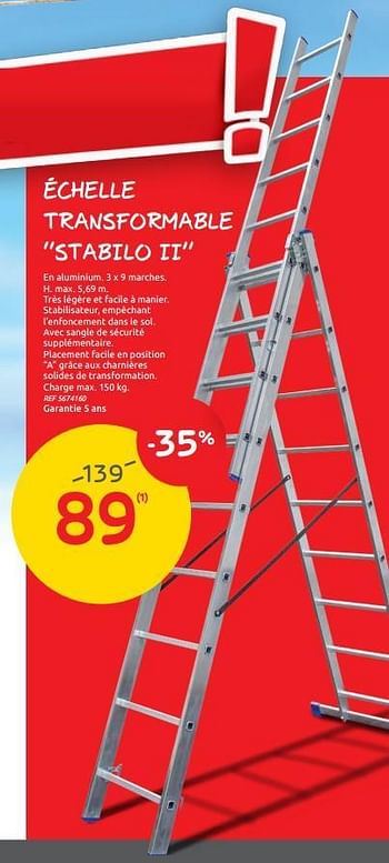Promotions Échelle transformable stabilo ii - Stabilo - Valide de 01/07/2020 à 13/07/2020 chez Brico