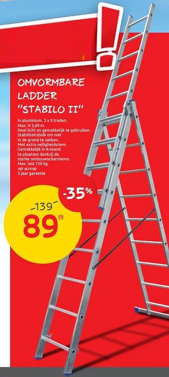 Promoties Omvormbare ladder stabilo ii - Stabilo - Geldig van 01/07/2020 tot 13/07/2020 bij BricoPlanit