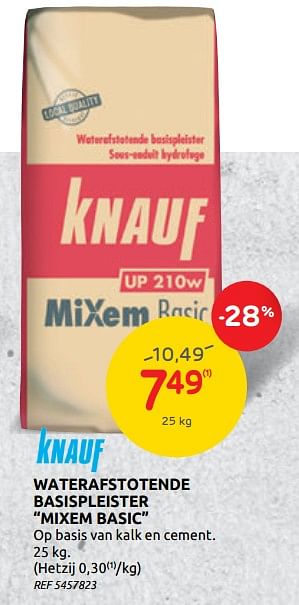 Promoties Waterafstotende basispleister mixem basic knauf - Knauf - Geldig van 01/07/2020 tot 13/07/2020 bij BricoPlanit