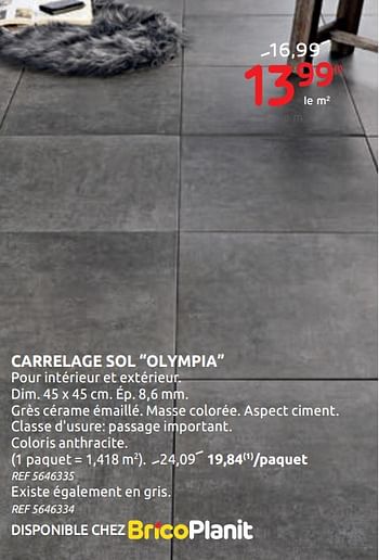Promotions Carrelage sol olympia - Produit maison - BricoPlanit - Valide de 01/07/2020 à 13/07/2020 chez BricoPlanit