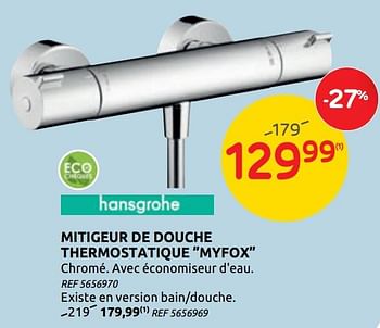 Promotions Mitigeur de douche thermostatique myfox hansgrohe - Hansgrohe - Valide de 01/07/2020 à 13/07/2020 chez BricoPlanit