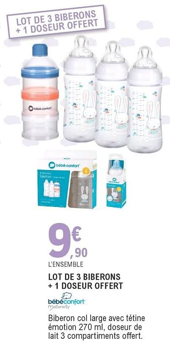 Bebeconfort Lot De 3 Biberons 1 Doseur Offert En Promotion Chez E Leclerc