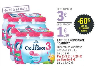 Candia Lait De Croissance Candia En Promotion Chez E Leclerc