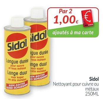 Promotions Sidol nettoyant pour cuivre ou métaux - Sidol - Valide de 01/07/2020 à 31/07/2020 chez Intermarche